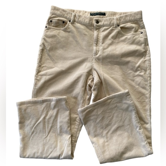 Lauren Jeans Co. corduroy cotton casual cream pants 14P - Picture 12 of 12